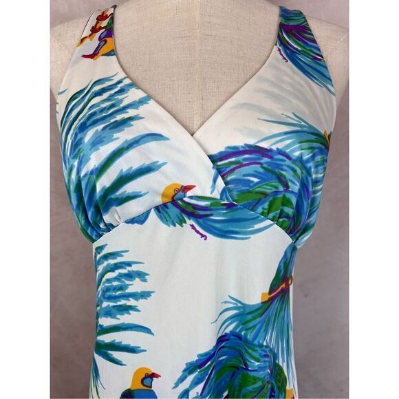 Vintage Mod 1970s Birds-of-Paradise Maxi Abstract Dress - Picture 3 of 6
